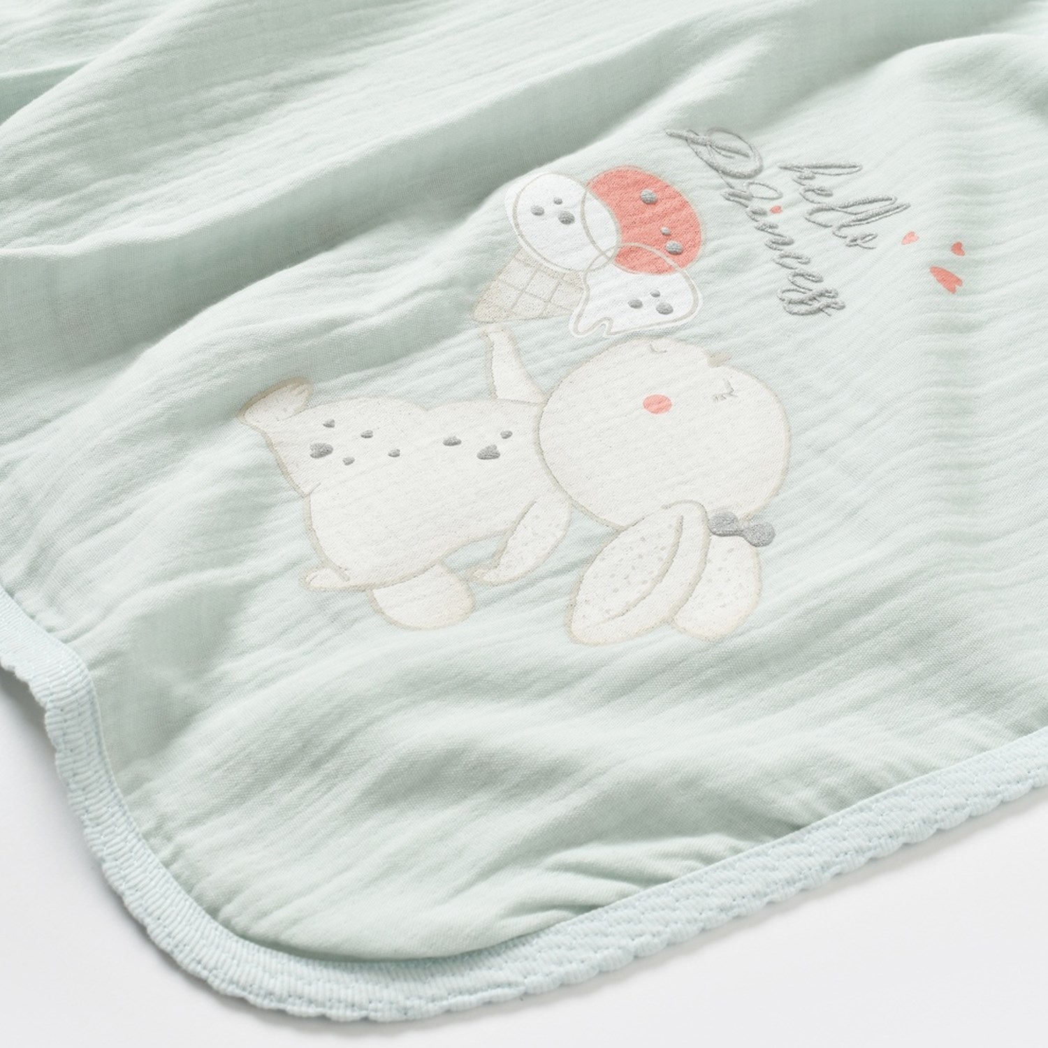 Biorganic Pretty Ears Bunny Battaniye 85x90 Cm 64647 Ekru-Mint