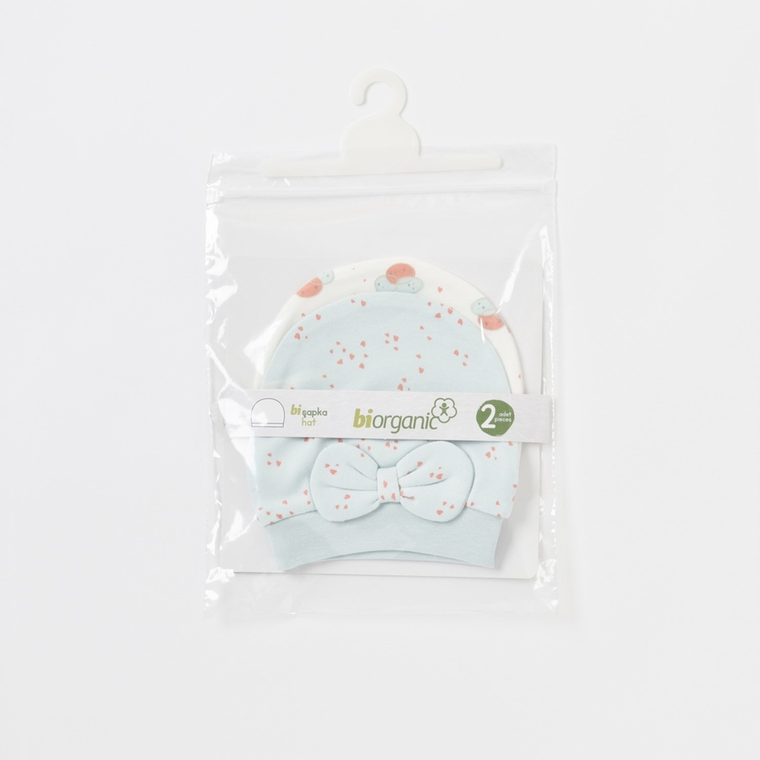 Biorganic Pretty Ears Bunny 2'li Şapka 72202 Ekru-Mint