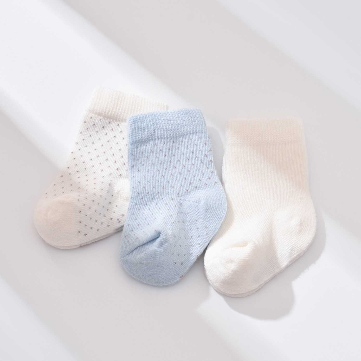 Biorganic Puanlı 3'lü Bebek Çorabı 68436 Ekru-Mavi