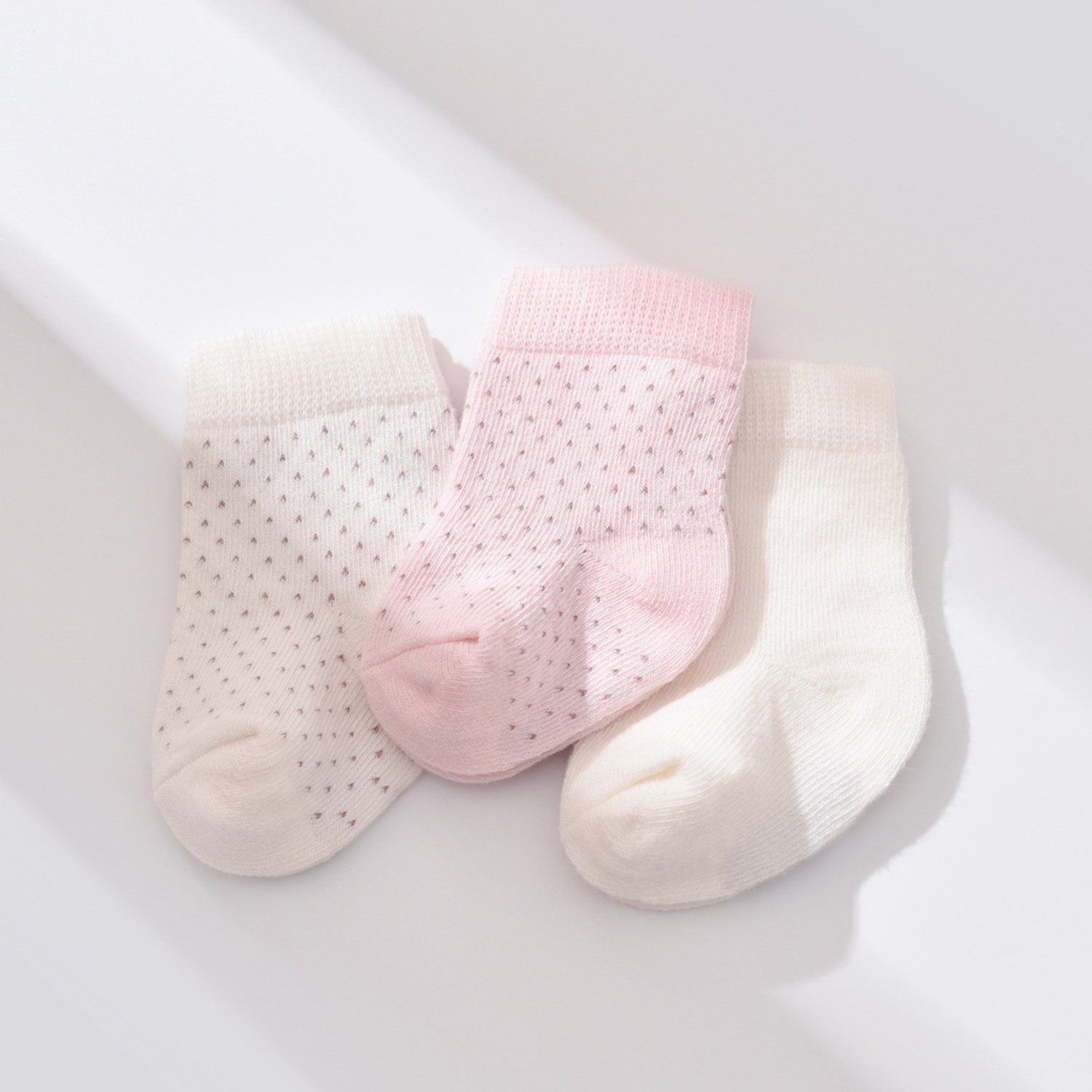 Biorganic Puanlı 3'lü Bebek Çorabı 68436 Ekru-Pembe