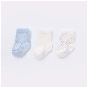 Biorganic Puanlı 3'lü Bebek Çorabı 68436 Ekru-Mavi