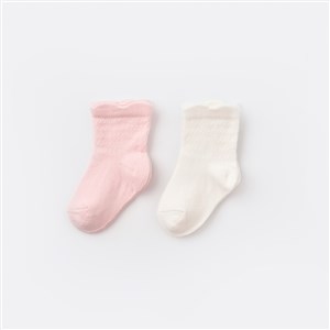 Biorganic Desenli Basic 2'li Bebek Çorabı 68345 Pembe-Ekru