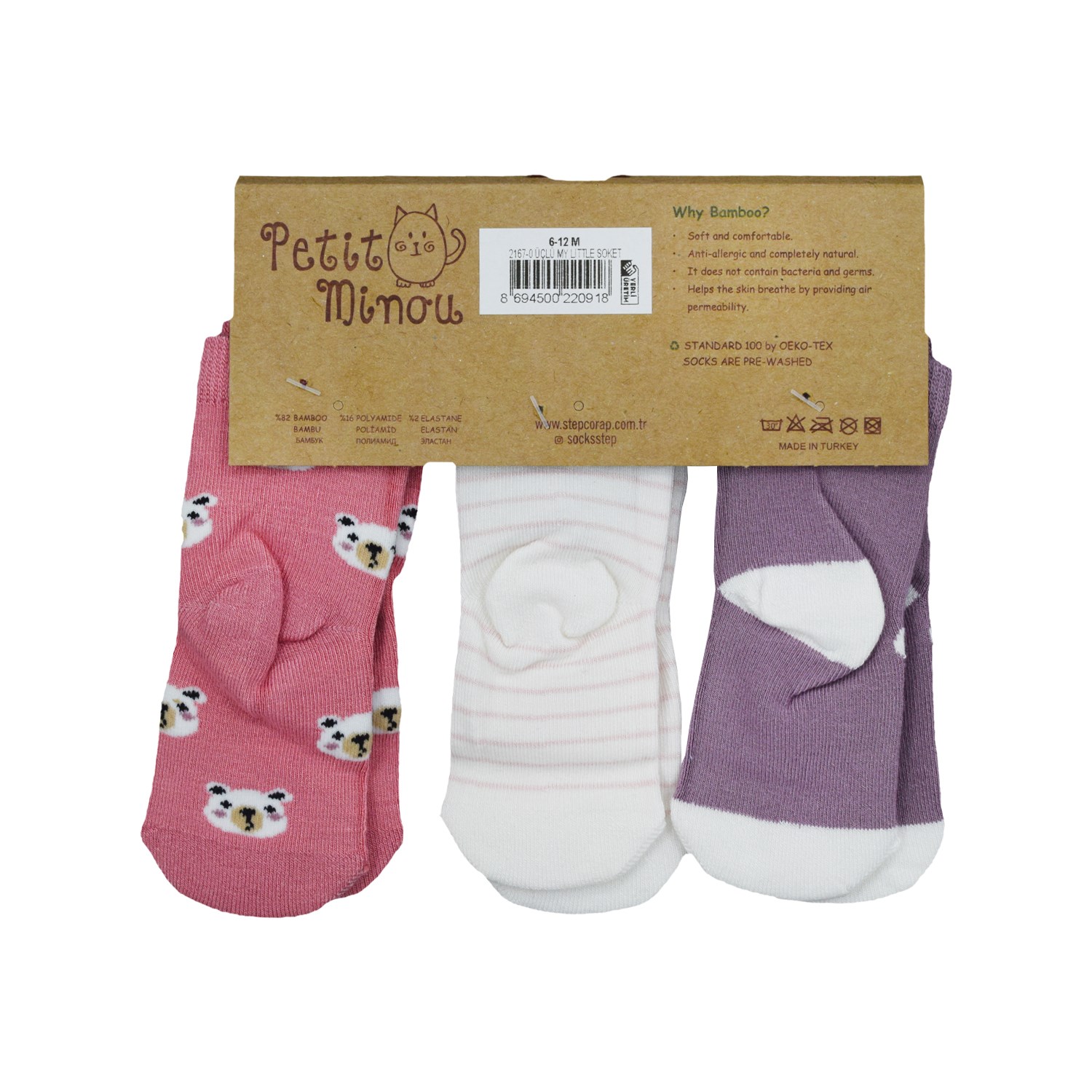 Petit Minou My Little 3'lü Bebek Çorabı 2167 Renkli