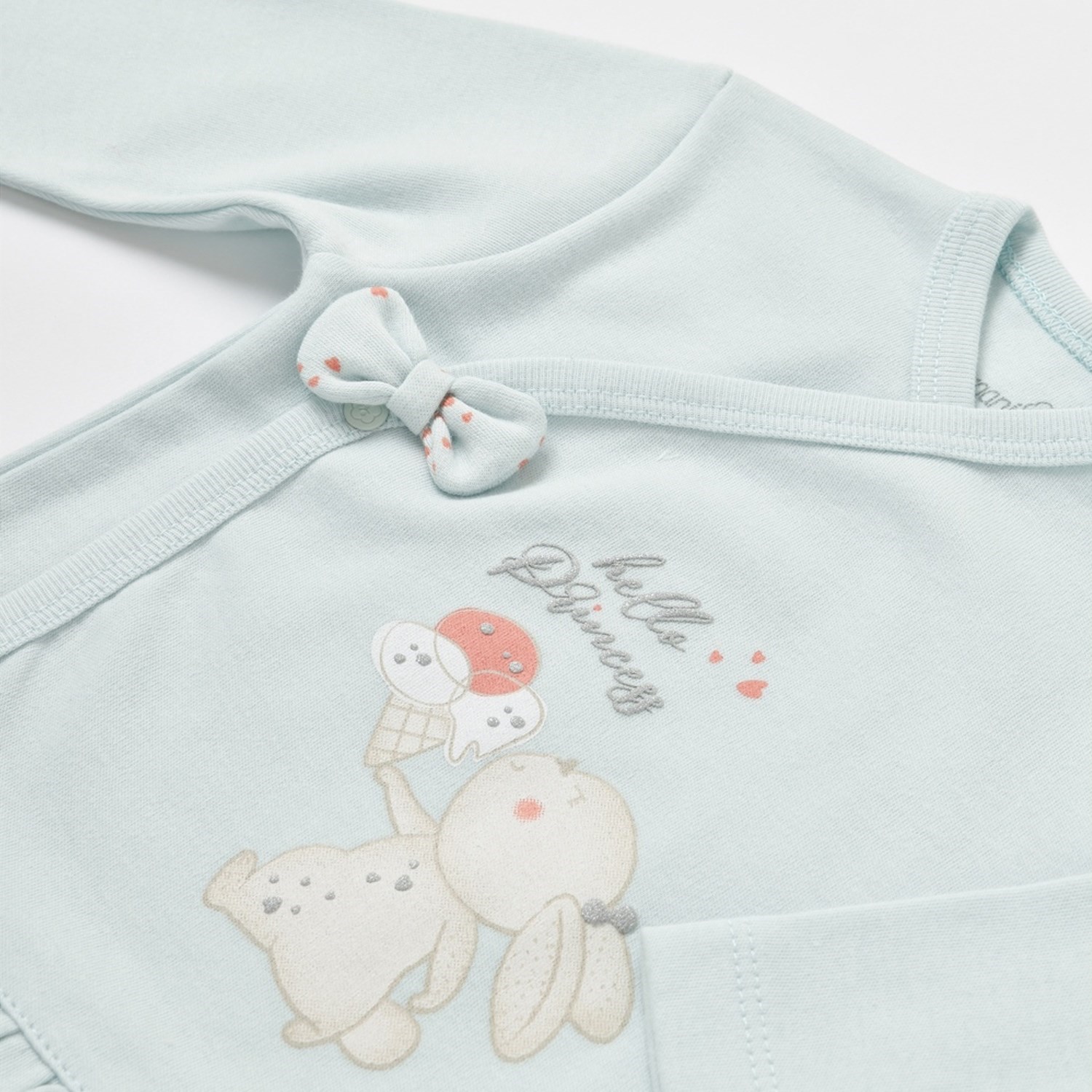 Biorganic Pretty Ears Bunny 3'lü Bebek Zıbın Seti 73301 Ekru-Mint