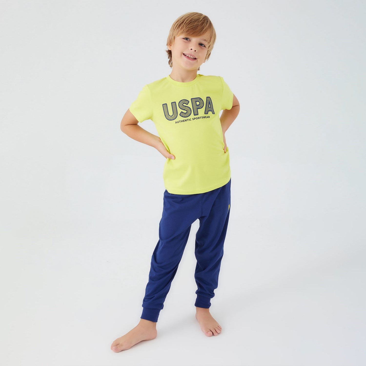 U.S. Polo Assn Erkek Çocuk Pijama Takımı US1322 Limon