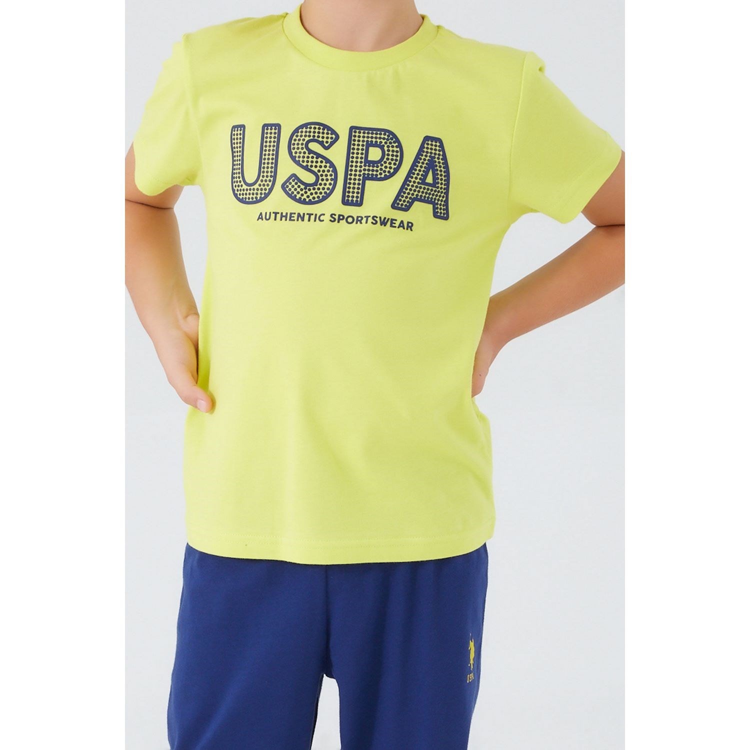 U.S. Polo Assn Erkek Çocuk Pijama Takımı US1322 Limon