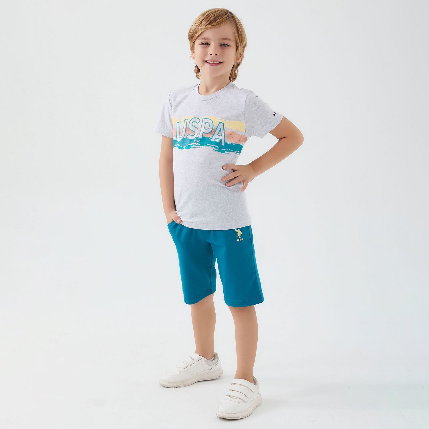 U.S. Polo Assn Erkek Çocuk Bermuda Takım US1341 Karmelanj