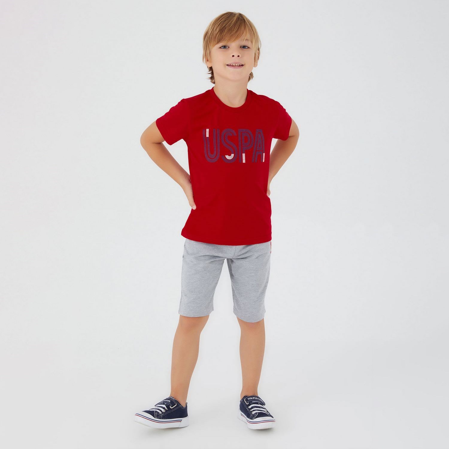 U.S. Polo Assn Erkek Çocuk Bermuda Takımı US1334 Kırmızı