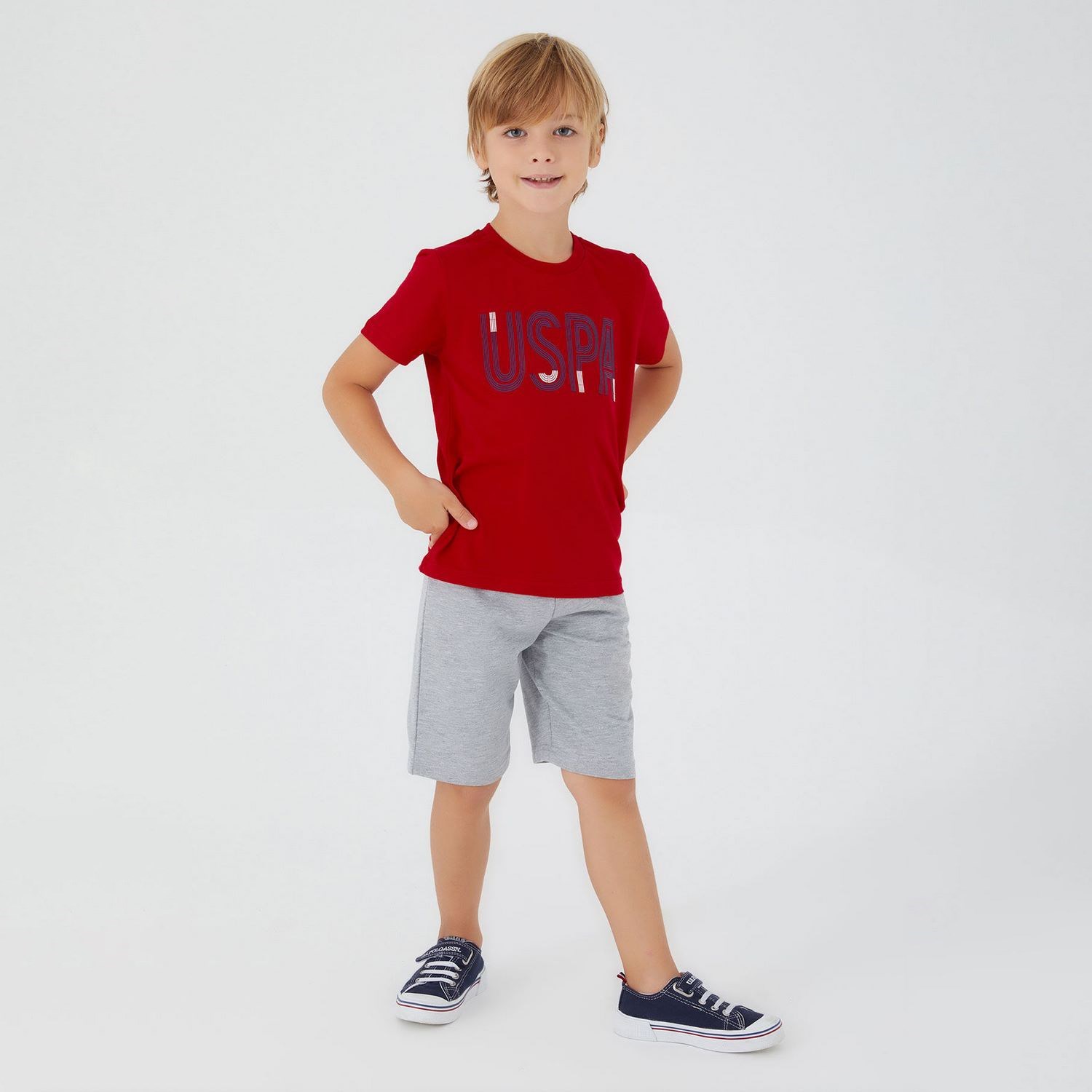 U.S. Polo Assn Erkek Çocuk Bermuda Takımı US1334 Kırmızı