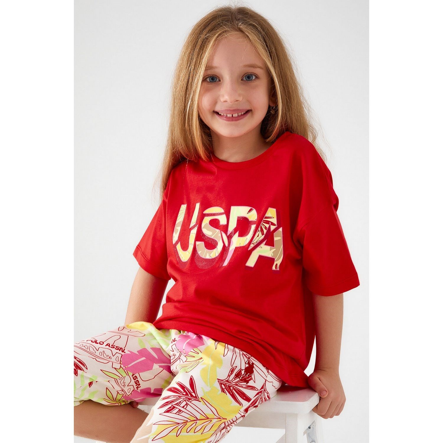 U.S. Polo Assn Kız Çocuk Kapri Takımı US1413 Nar Çiçeği