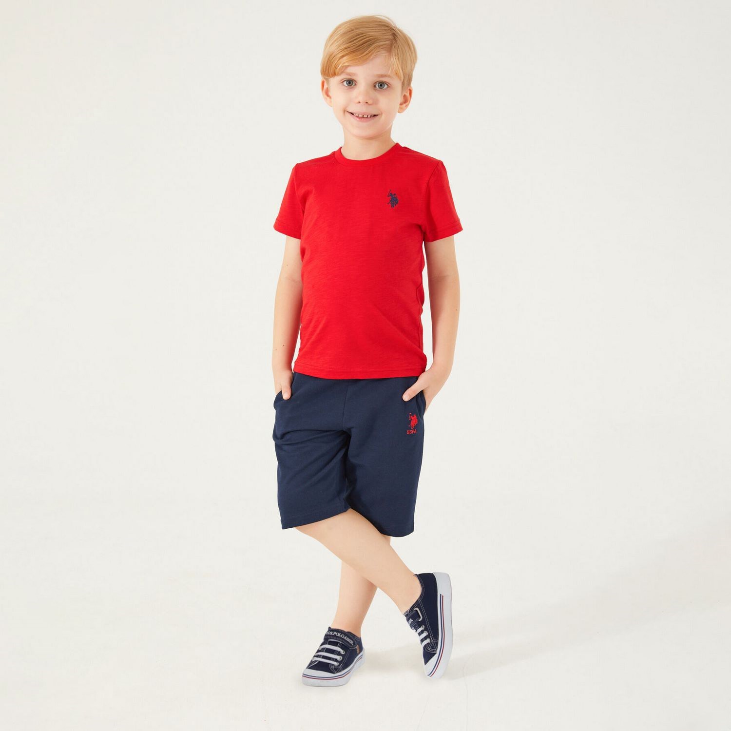U.S. Polo Assn Erkek Çocuk Bermuda Takımı US1354 Kırmızı