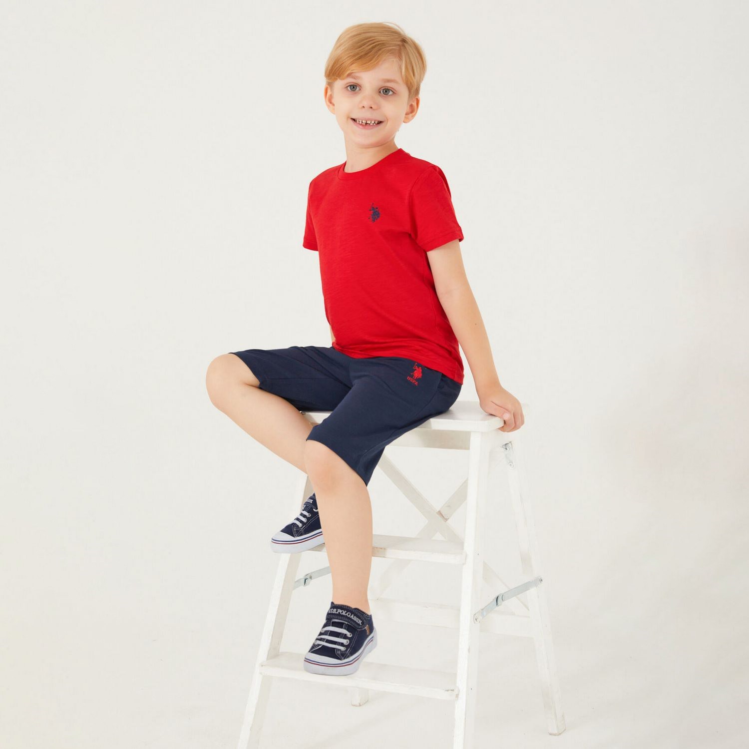 U.S. Polo Assn Erkek Çocuk Bermuda Takımı US1354 Kırmızı
