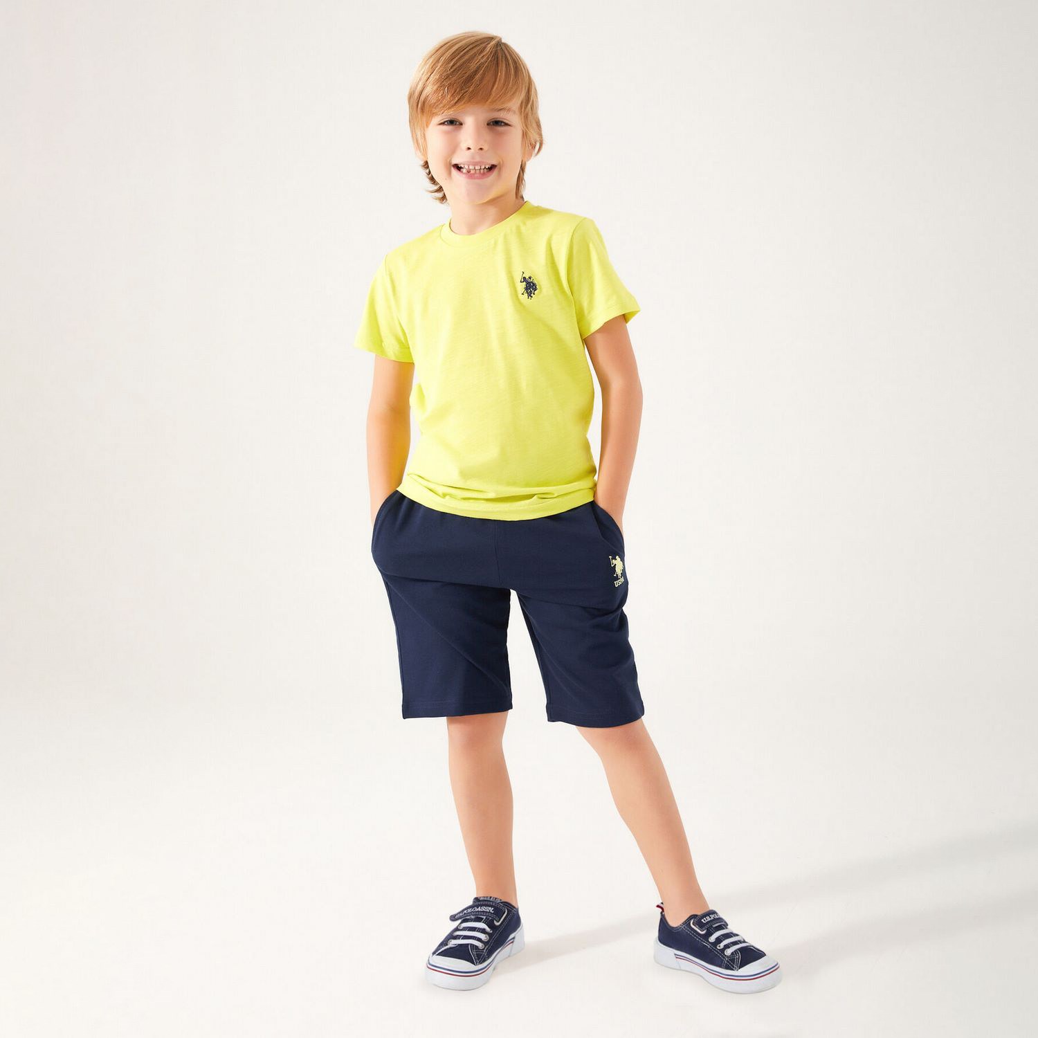 U.S. Polo Assn Erkek Çocuk Bermuda Takımı US1354 Limon