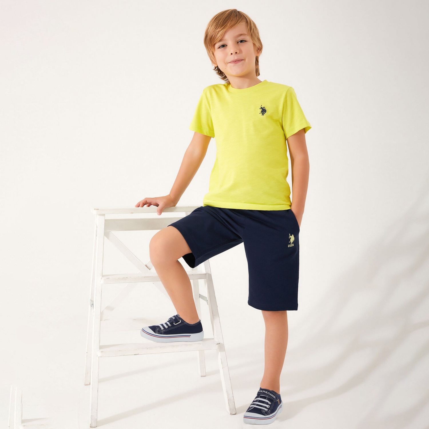 U.S. Polo Assn Erkek Çocuk Bermuda Takımı US1354 Limon