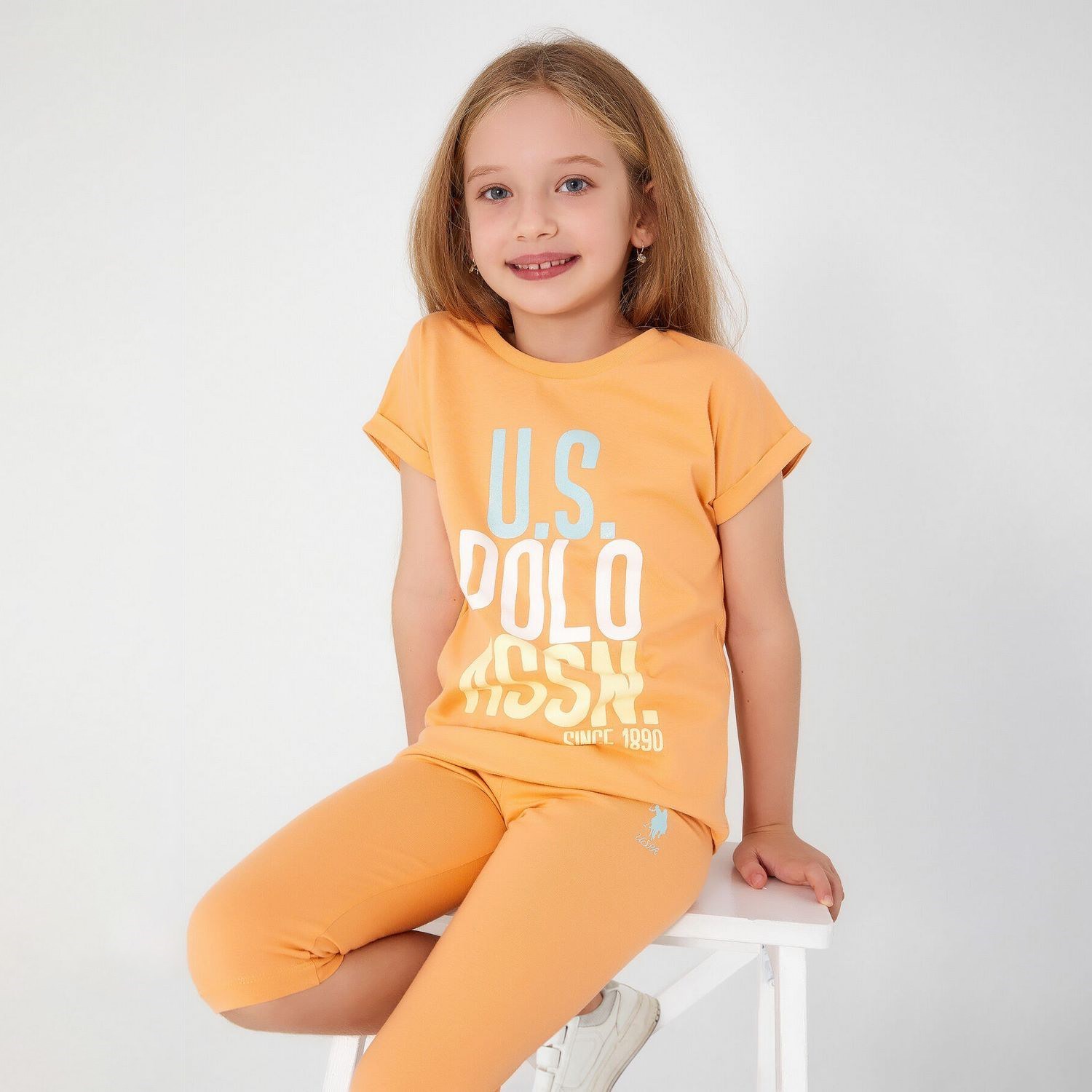 U.S. Polo Assn Kız Çocuk Kapri Takımı US1402 Koyu Kavun