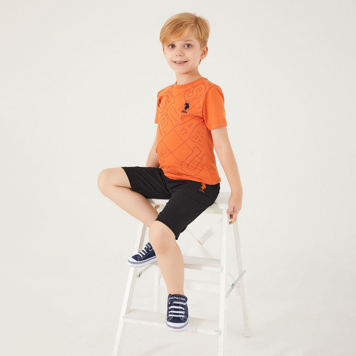 U.S. Polo Assn Erkek Çocuk Bermuda Takımı US1327 Kayısı