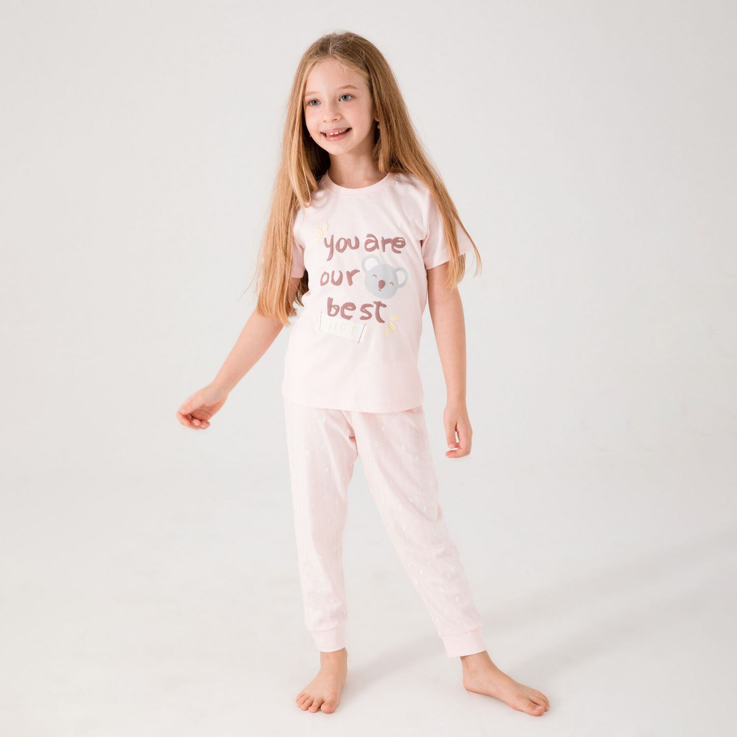 Roly Poly Kız Çocuk Pijama Takımı RP3089 Somon