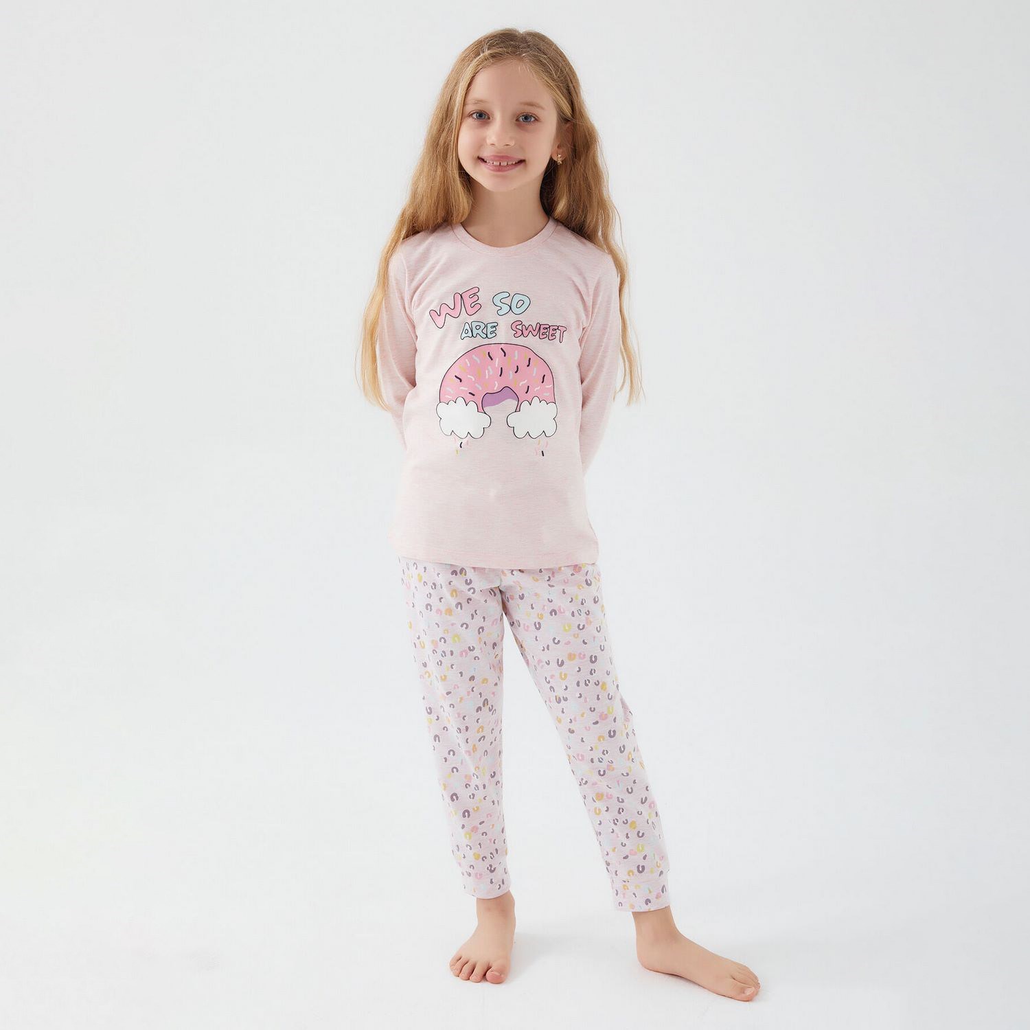 Roly Poly Kız Çocuk Pijama Takımı RP3098 Pembe Melanj