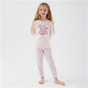 Roly Poly Kız Çocuk Pijama Takımı RP3098 Pembe Melanj