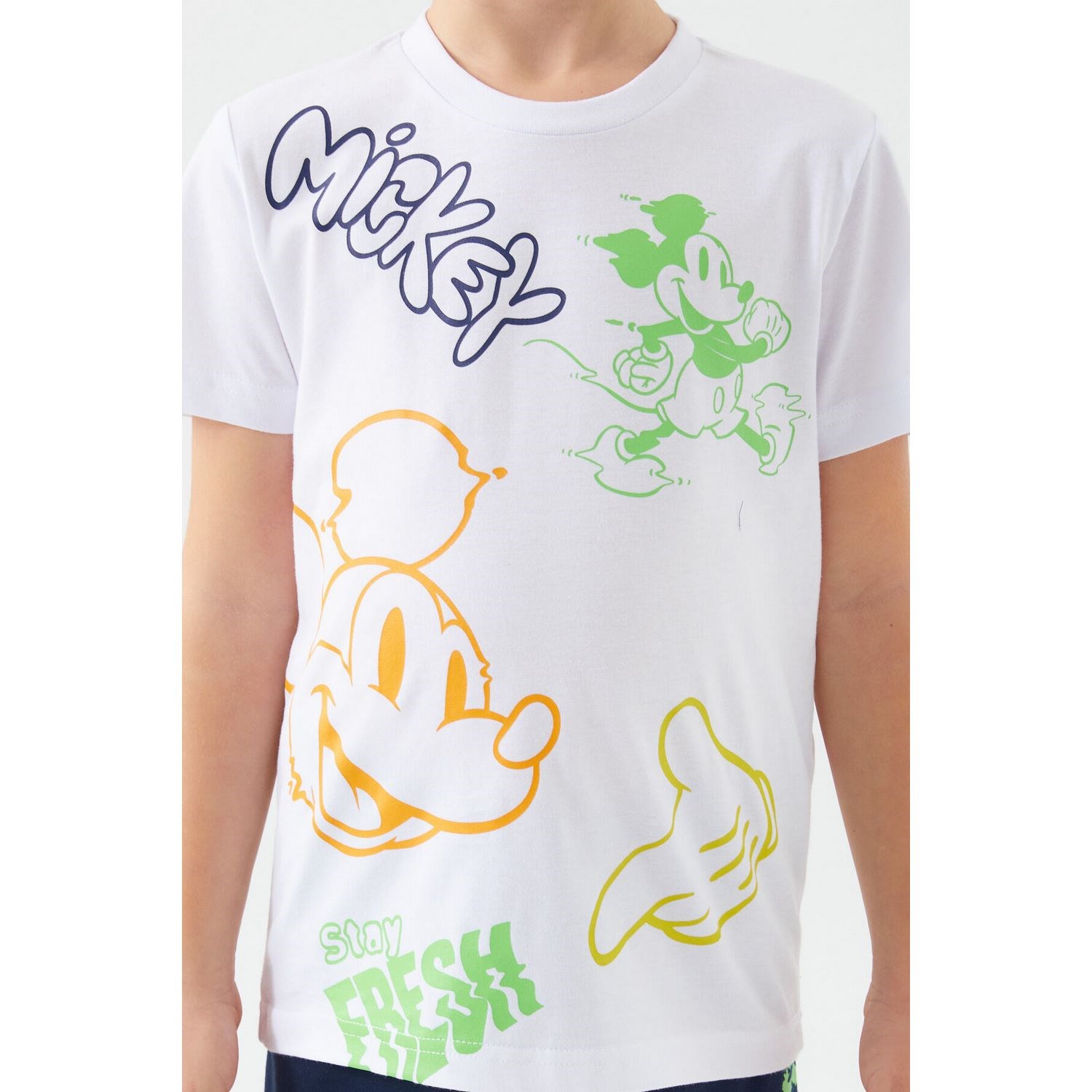 Mickey Mouse Erkek Çocuk Bermuda Takımı D4789 Beyaz