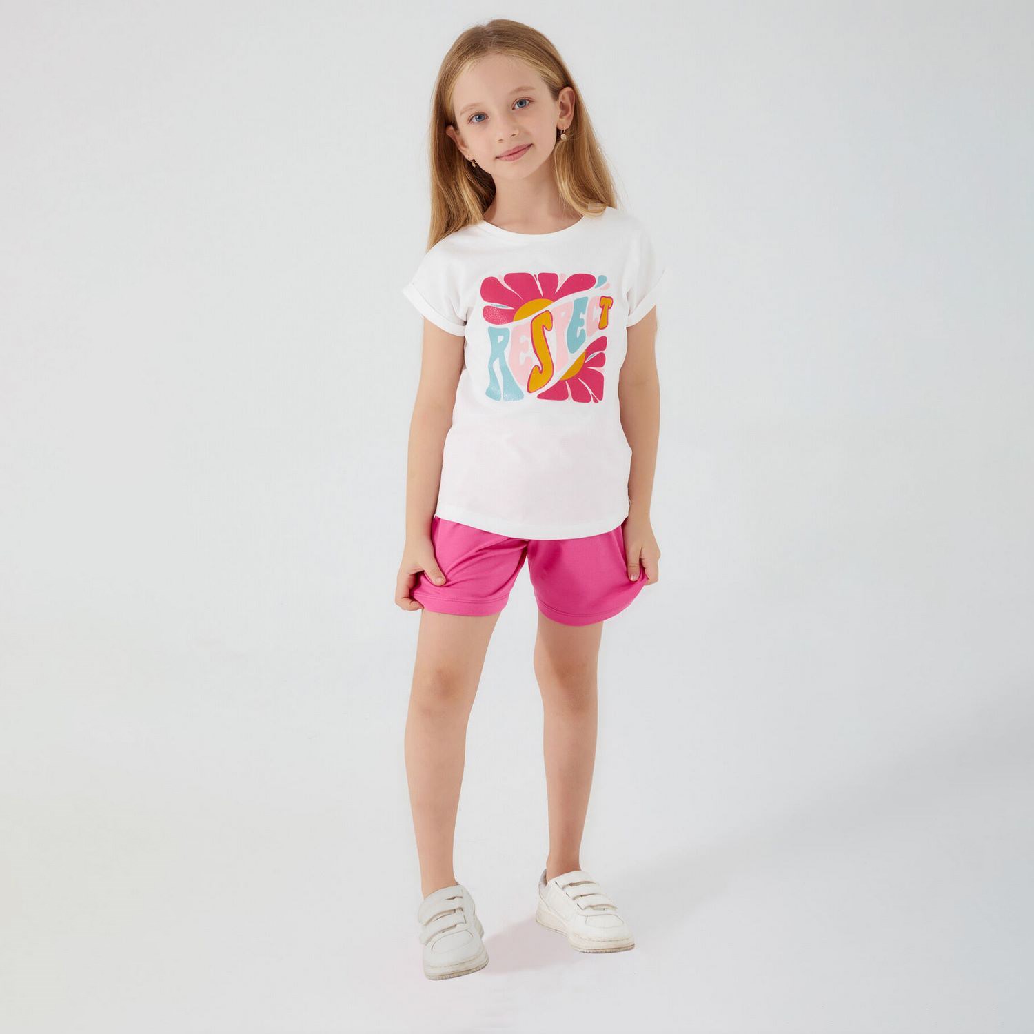 Roly Poly Kız Çocuk Şortlu Takım RP3055 Krem