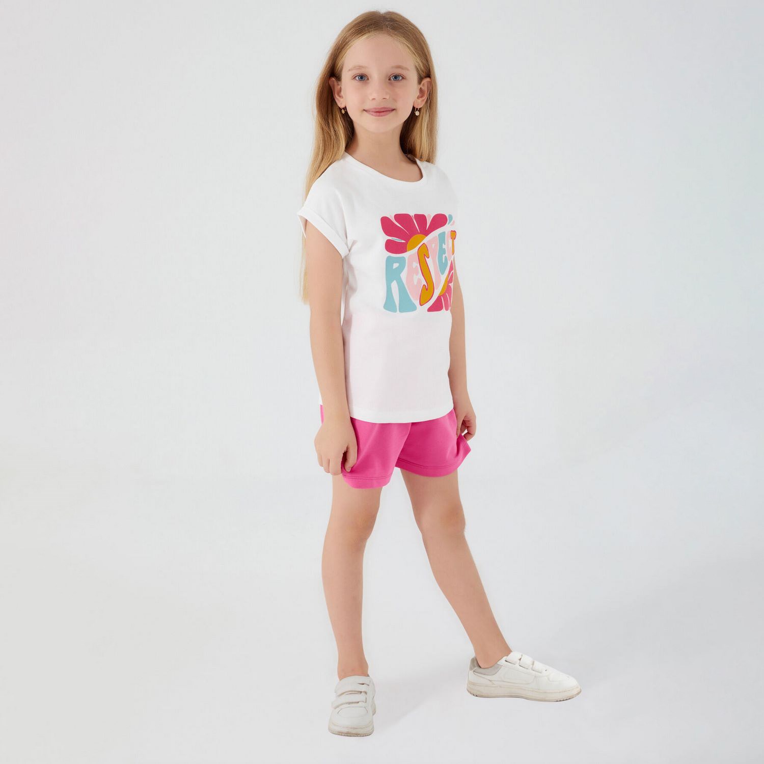 Roly Poly Kız Çocuk Şortlu Takım RP3055 Krem