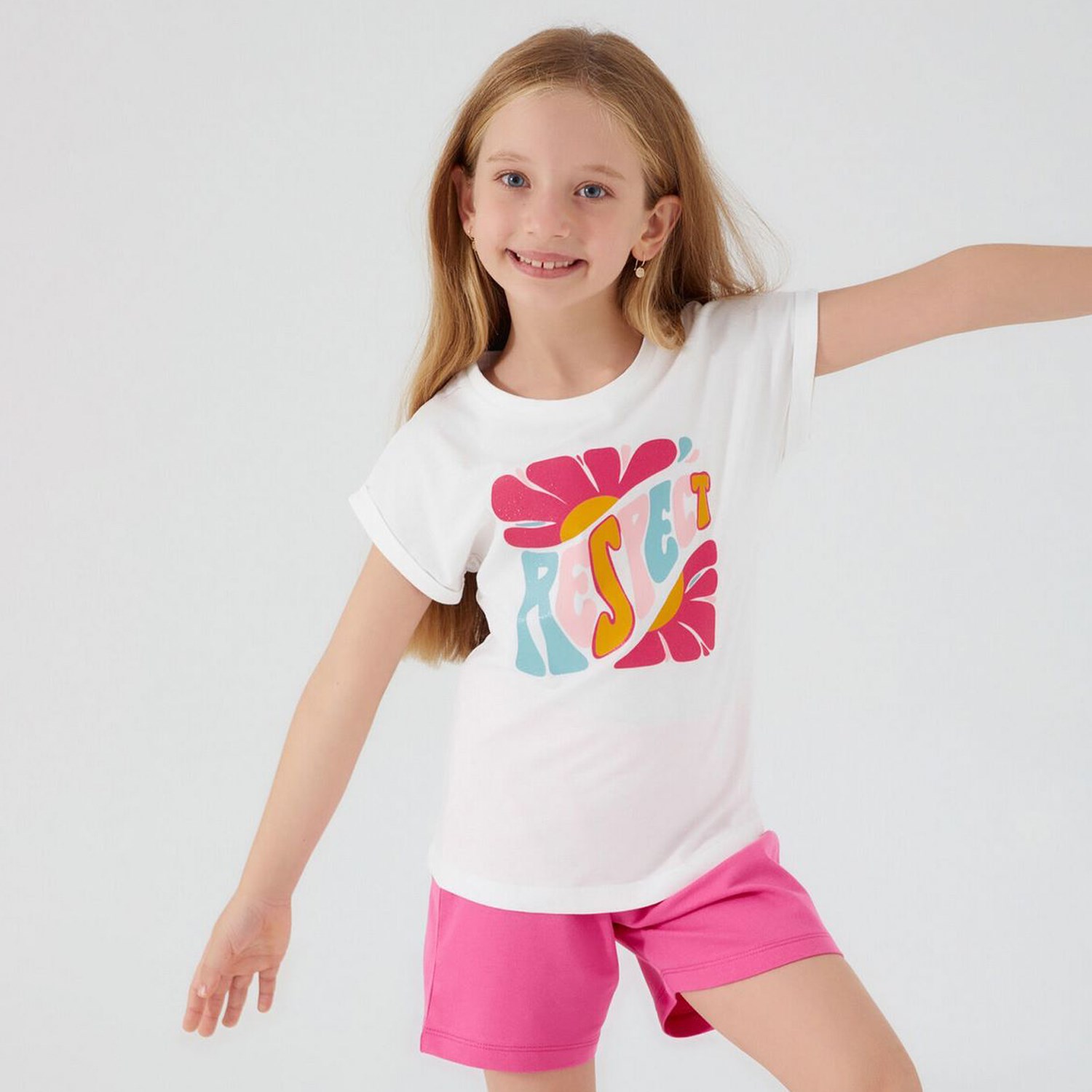 Roly Poly Kız Çocuk Şortlu Takım RP3055 Krem