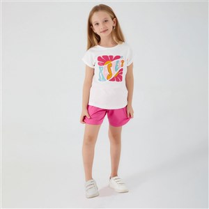Roly Poly Kız Çocuk Şortlu Takım RP3055 Krem