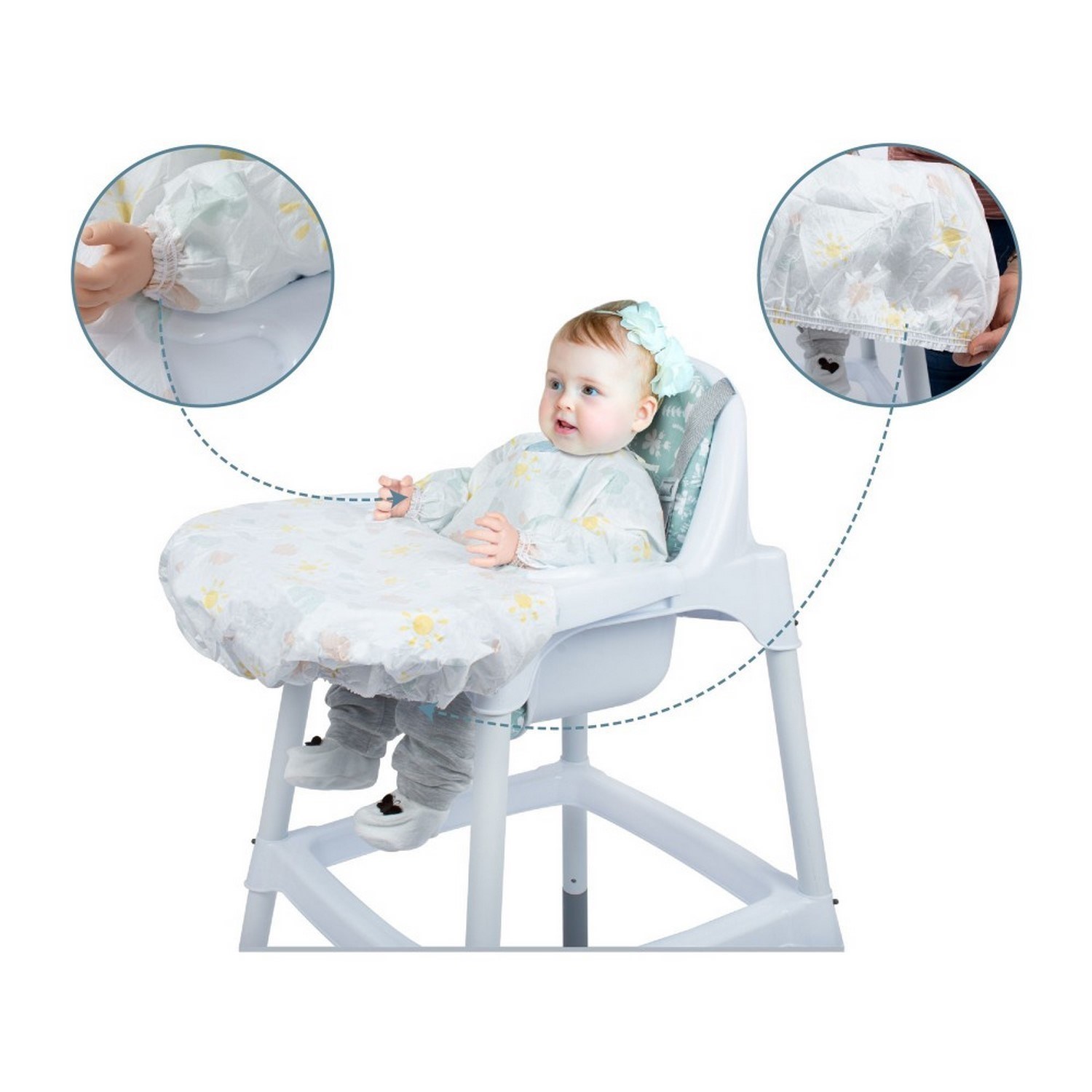 Sevi Bebe Kullan At Mama Sandalyesi Önlüğü 2Li Beyaz-Yeşil