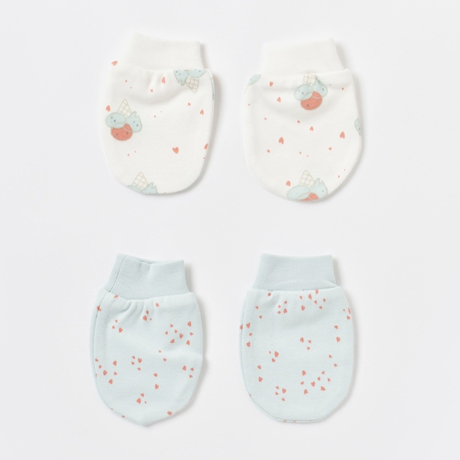 Biorganic Pretty Ears Bunny 2'li Bebek Eldiveni 72203 Ekru-Mint