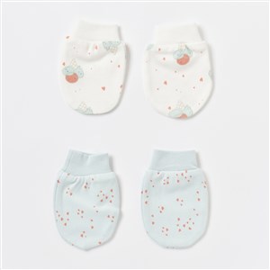 Biorganic Pretty Ears Bunny 2'li Bebek Eldiveni 72203 Ekru-Mint