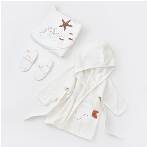 Biorganic Magic Starfish Bebek Bornoz Seti 66387 Latte