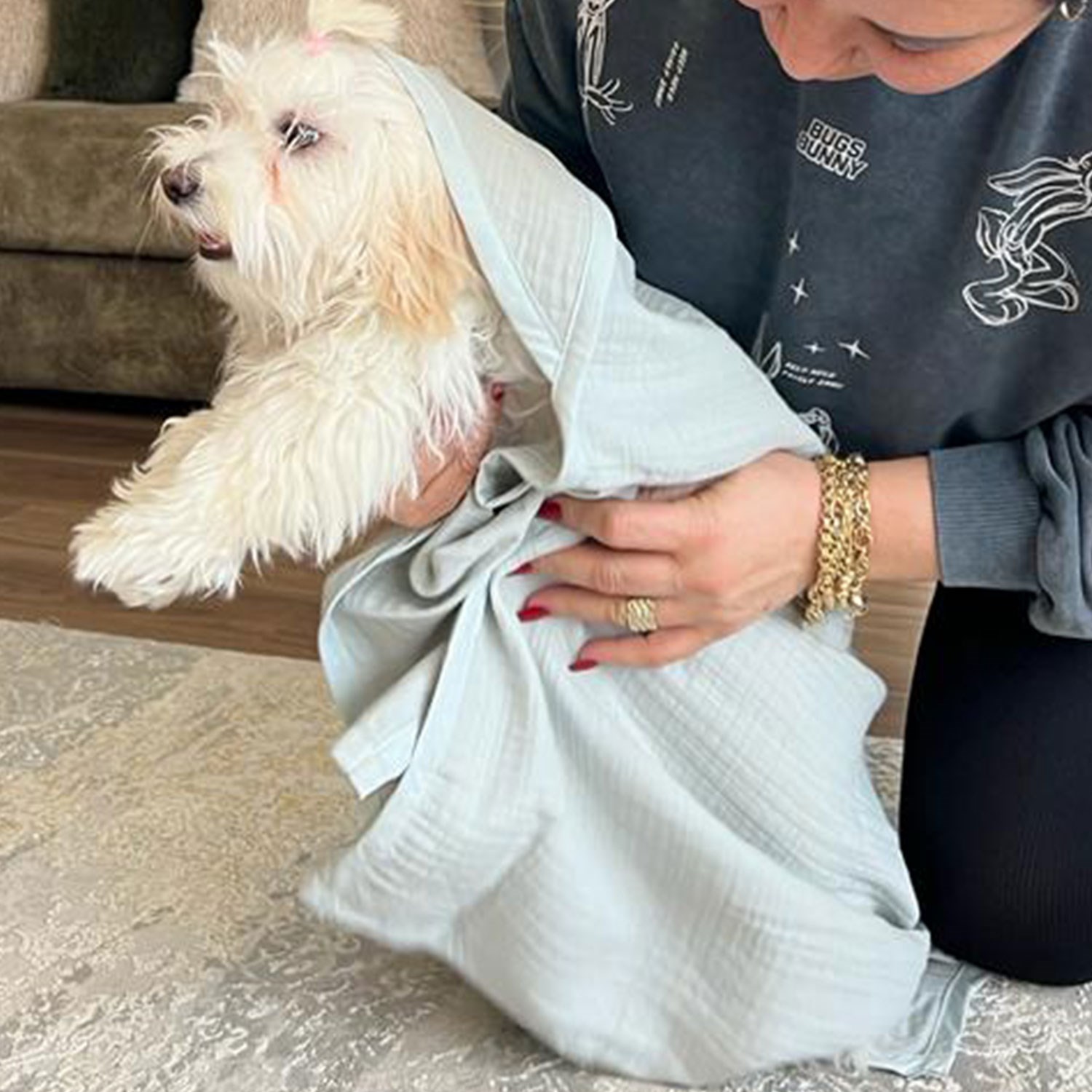 Ezh Kedi ve Köpek Evcil Hayvan Kurulama Havlusu Buz Mavisi