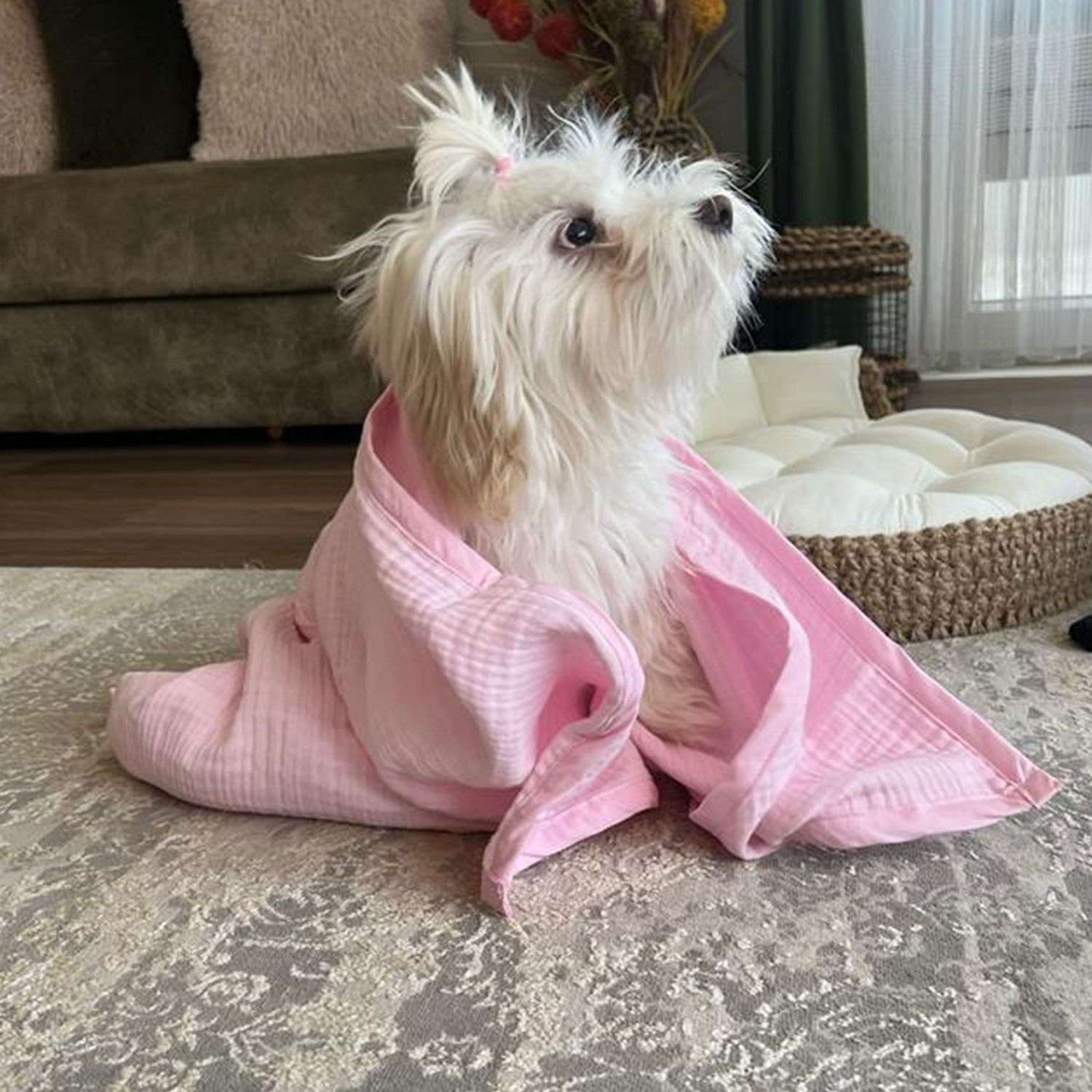Ezh Kedi ve Köpek Evcil Hayvan Kurulama Havlusu Pembe