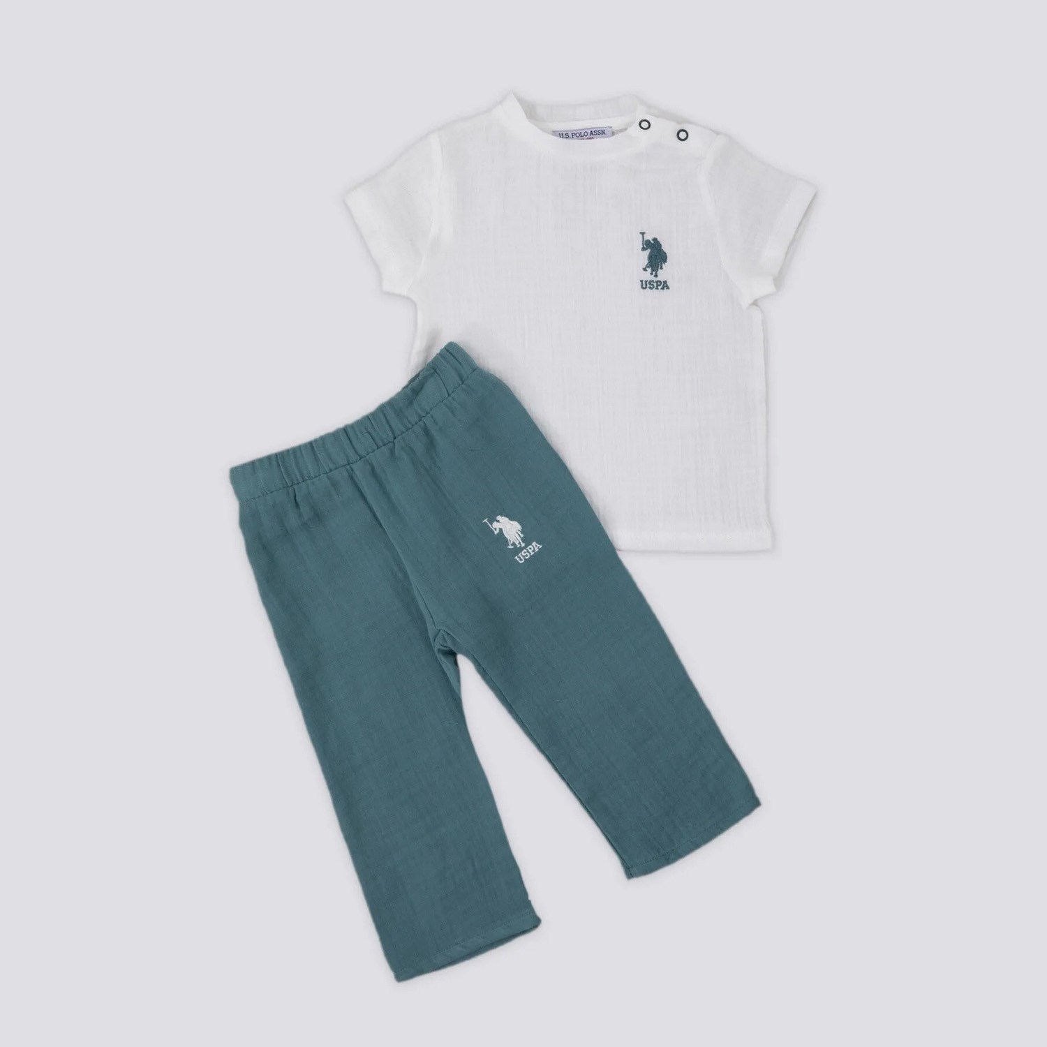 U.S. Polo Assn 2'li Kısa Kol T-Shirt Takım USB1137 Krem OR7687