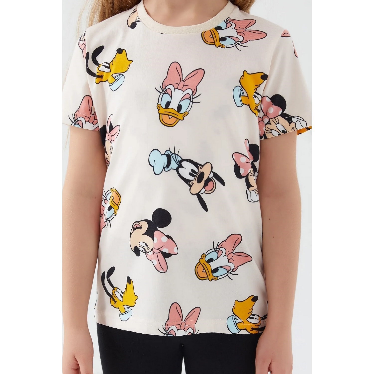 Minnie And Duck Kız Çocuk Kapri Takım D4796 Krem