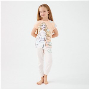 Frozen Elsa Kız Çocuk Pijama Takımı D4768 Mocha