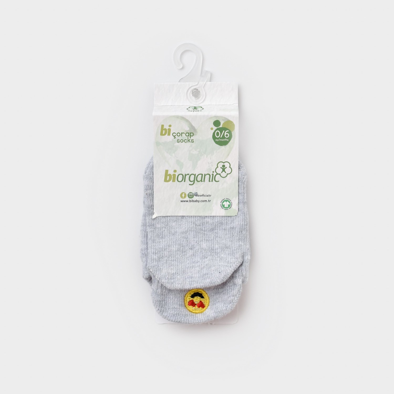 Biorganic Cute Nakışlı Sneakers Çorap 68388 Gri-Melanj