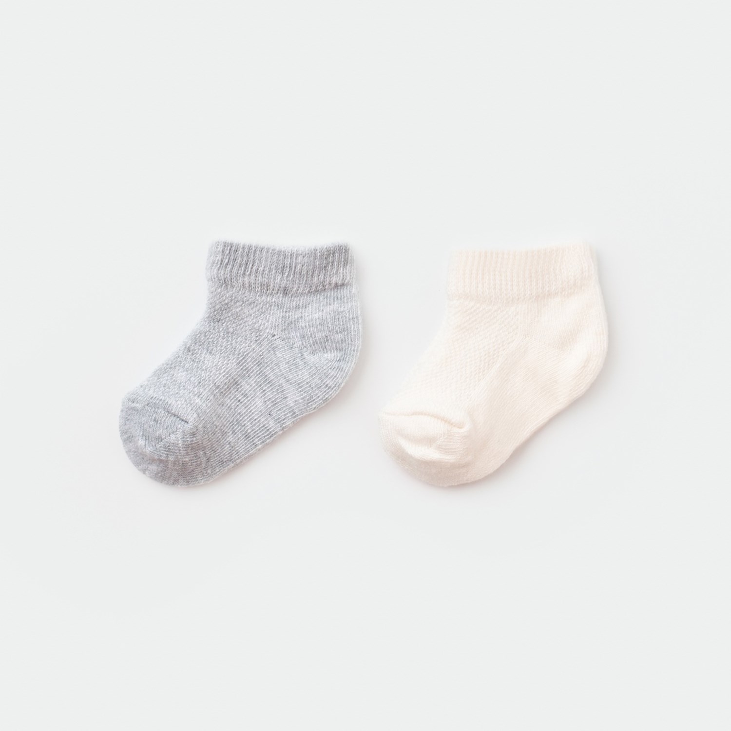 Biorganic Summer Unisex 2'li Bebek Çorabı 68456 Gri-Ekru