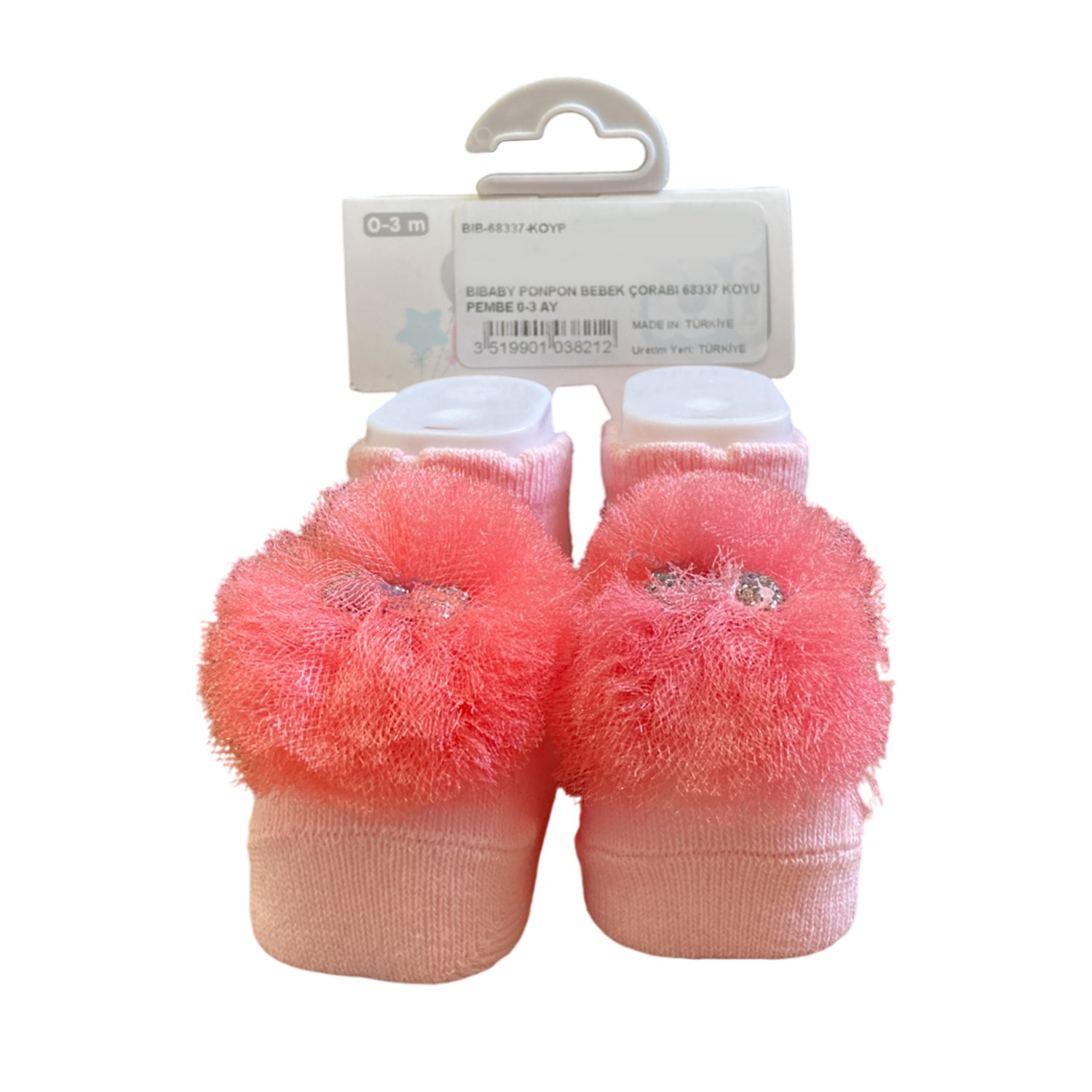 Bibaby Ponpon Bebek Çorabı 68337 Koyu Pembe