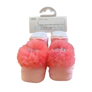 Bibaby Ponpon Bebek Çorabı 68337 Koyu Pembe