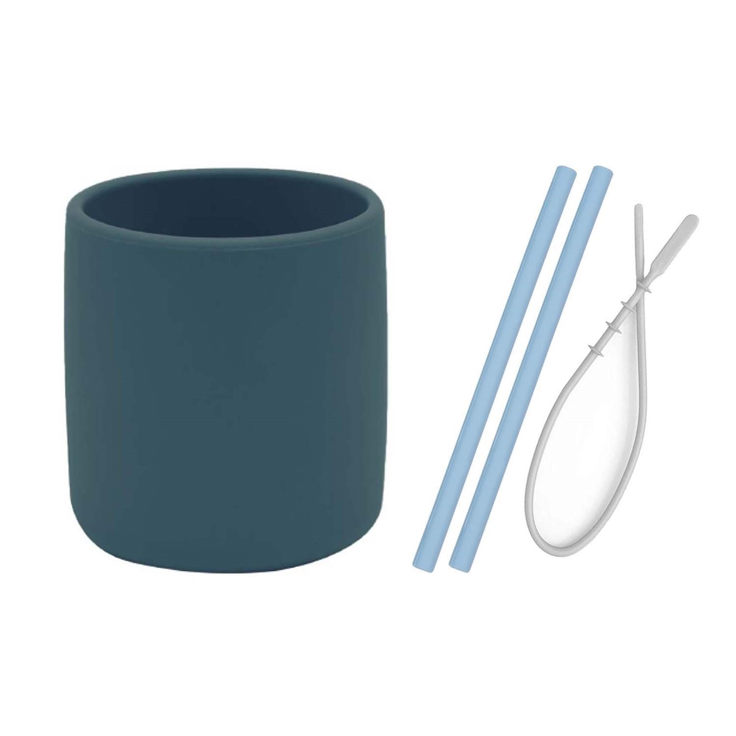 Oioi Silikon Mini Bardak Ve Pipet Set Lacivert-Mavi