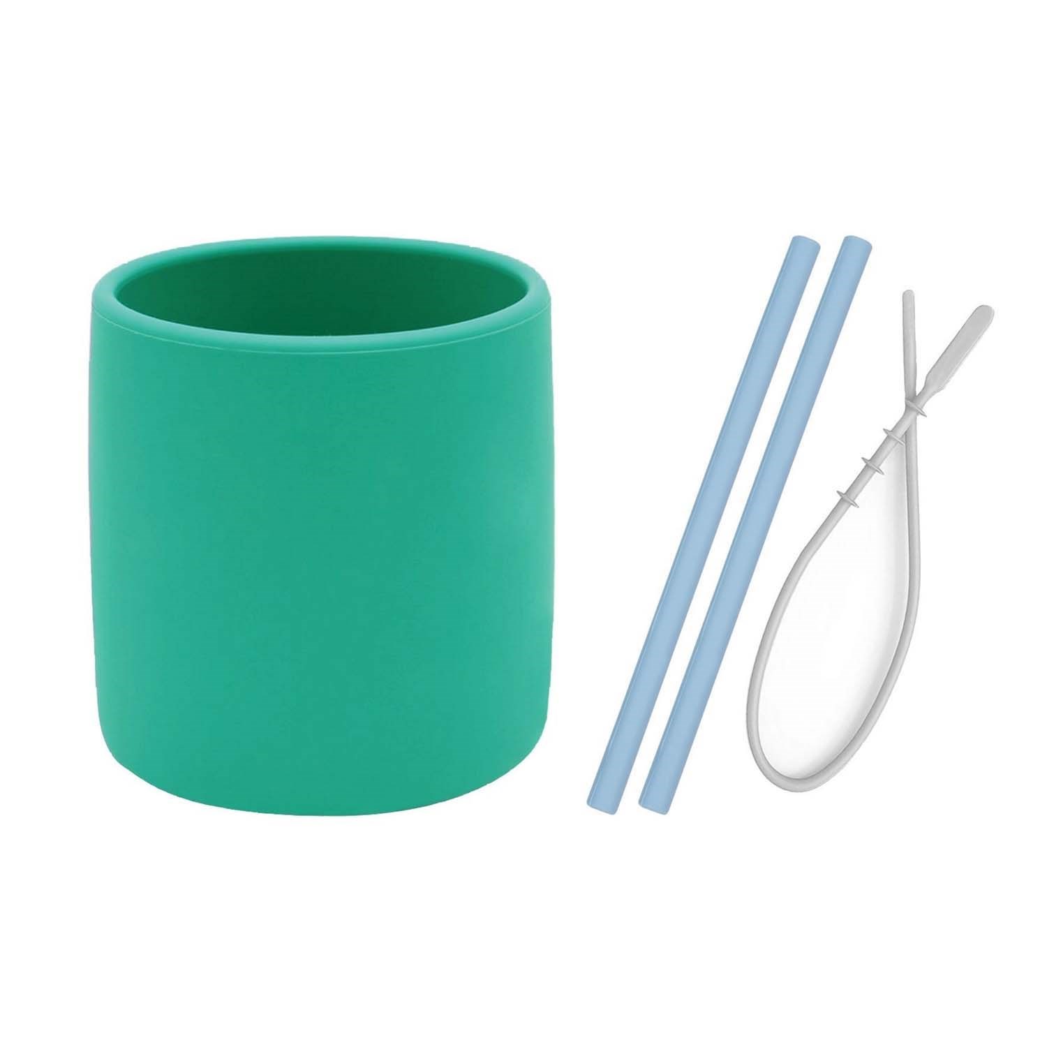 Oioi Silikon Mini Bardak Ve Pipet Set Yeşil-Mavi