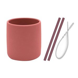 Oioi Silikon Mini Bardak Ve Pipet Set Bordo