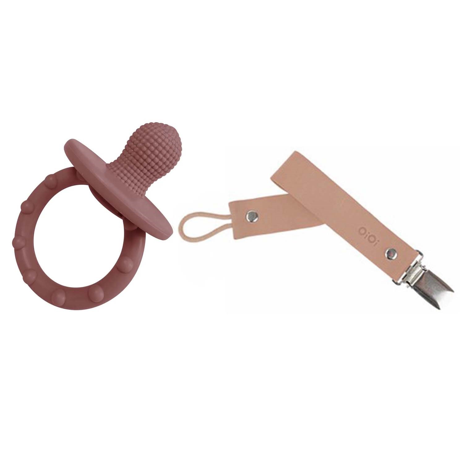Oioi Silikon Gummy Dişlik Ve Klips Pembe-Bordo