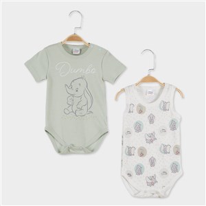 Çimpa Dumbo 2'li Bebek Body 20828 Su Yeşili - Ekru