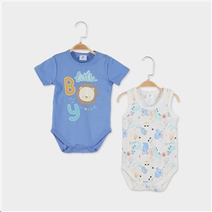 Çimpa Panolino 2'li Bebek Body 20729 Ekru-Mavi