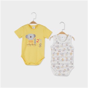 Çimpa Panolino 2'li Bebek Body 20749 Sarı-Ekru
