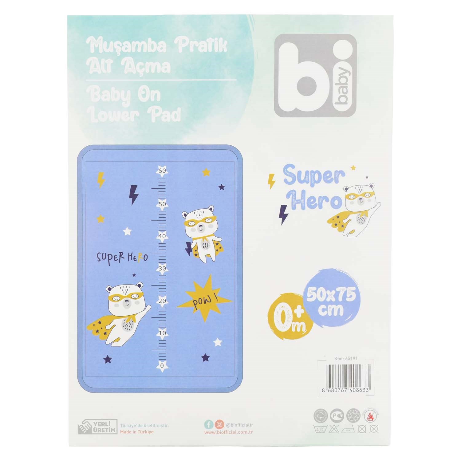 Bibaby Super Hero Muşamba Bebek Alt Açma 65191 Mavi