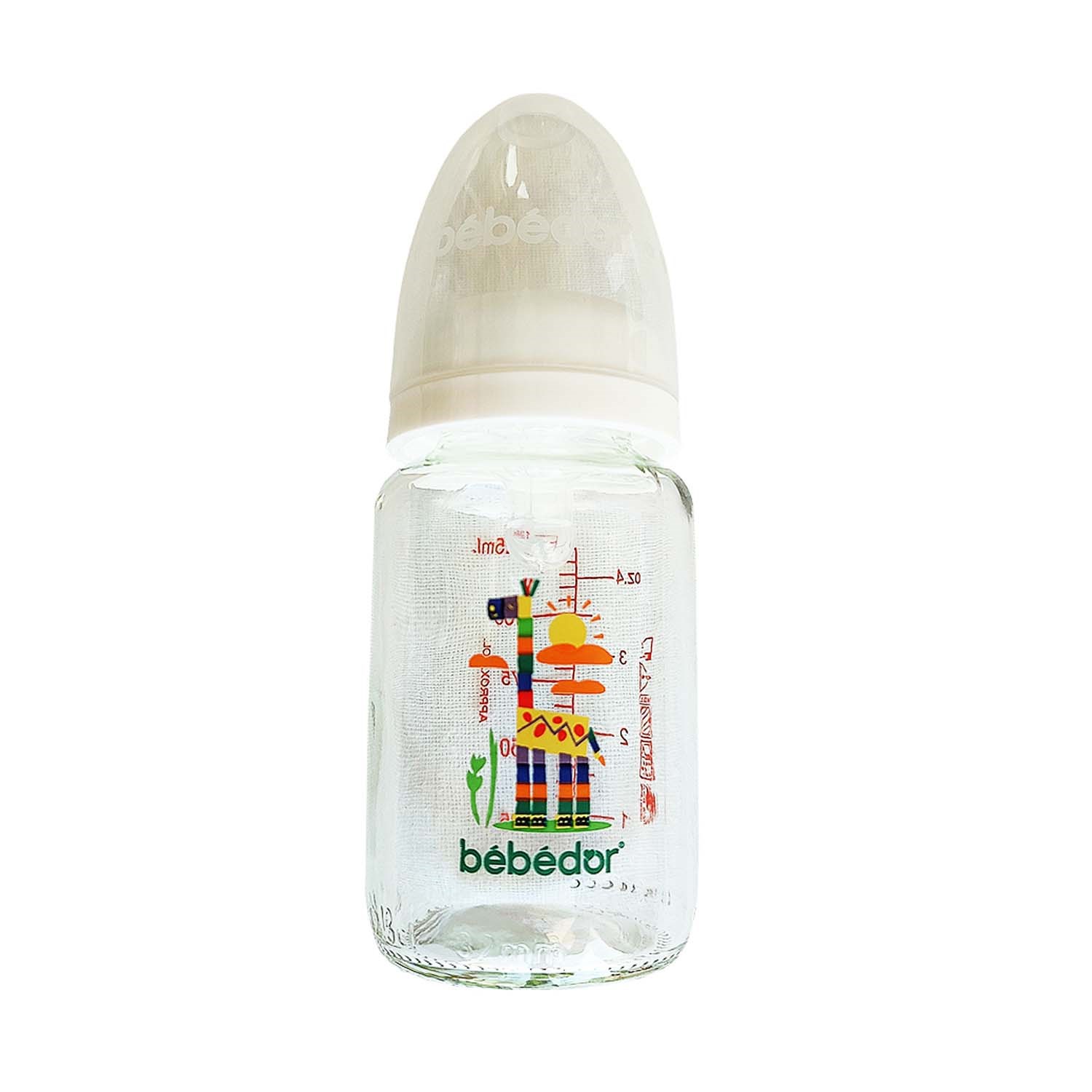 Bebedor %0 BPA Desenli Cam Biberon 125 ml 30302 Beyaz-Turuncu